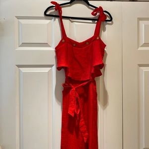 Teacup red button jumpsuit